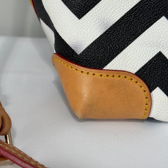 Dooney & Bourke Chevron Leather Satchel Bag | Black and White Geometric … - Picture 6 of 16